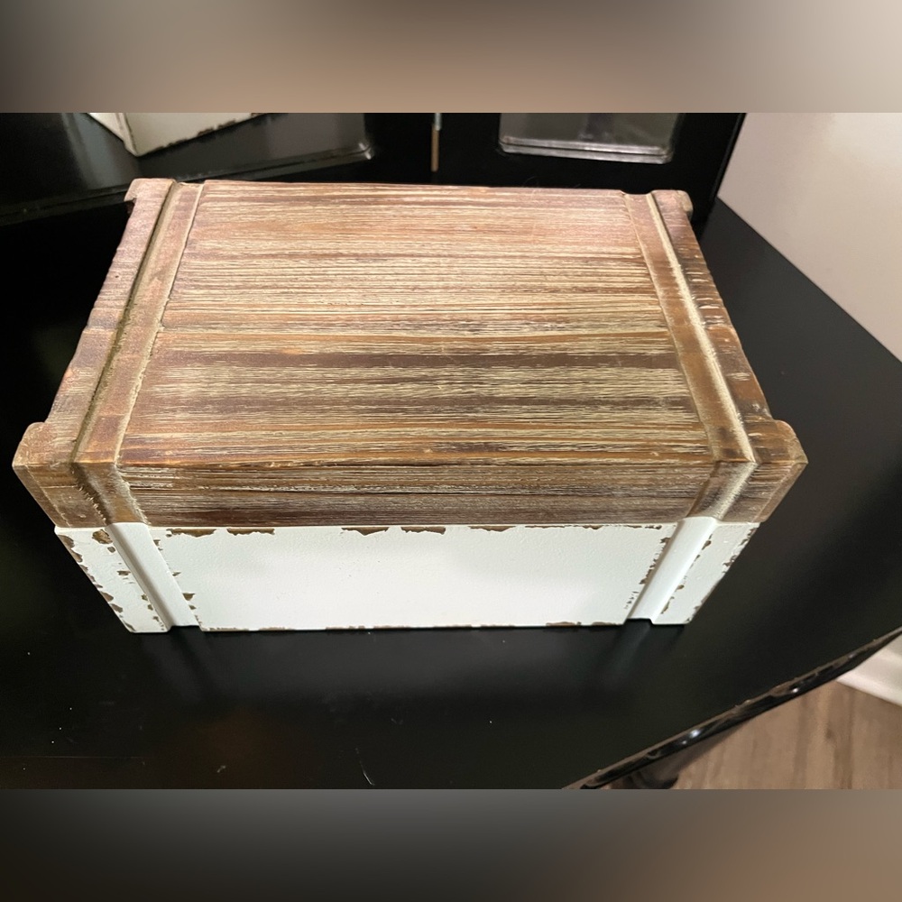 Cost Plus World Market Wooden and White Storage Box